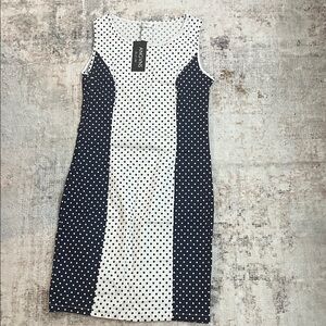 Blue and White Polka Dot Midi Dress